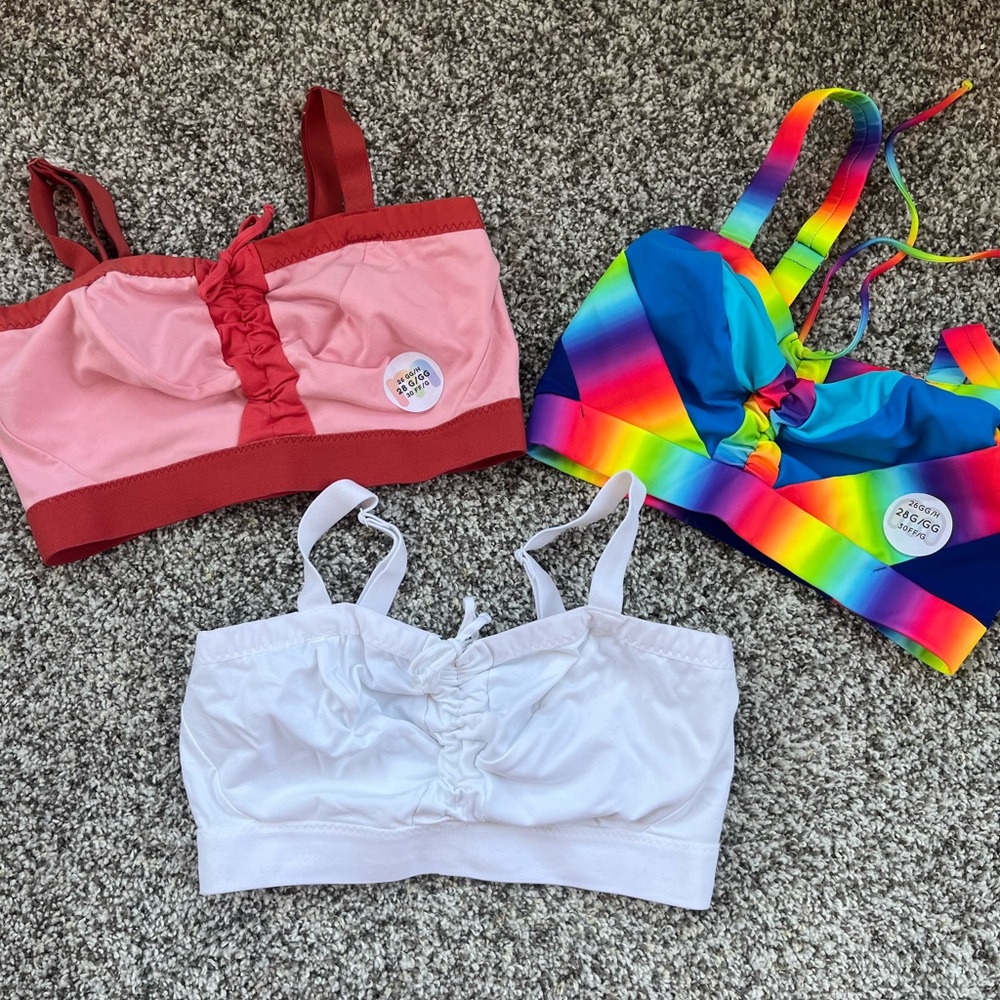 Women’s Seamless Ruched Bralette - Pink and  White
